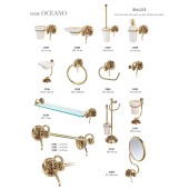 Дозатор для жидкого мыла настенный PV1608/L цвет глянцевая латунь, белая керамика, кристаллы, латунь высота 185 мм 