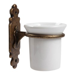 Стакан для зубных щеток настенный 131248 цвет старая бронза, белая керамика, латунь