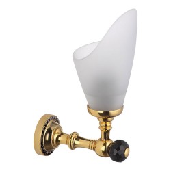 Светильник однорожковый 3502-71-320 цвет глянцевое золото, матовое стекло, черные кристаллы Swarovski, латунь