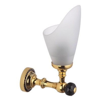 Светильник однорожковый 3502-71-320 цвет глянцевое золото, матовое стекло, черные кристаллы Swarovski, латунь