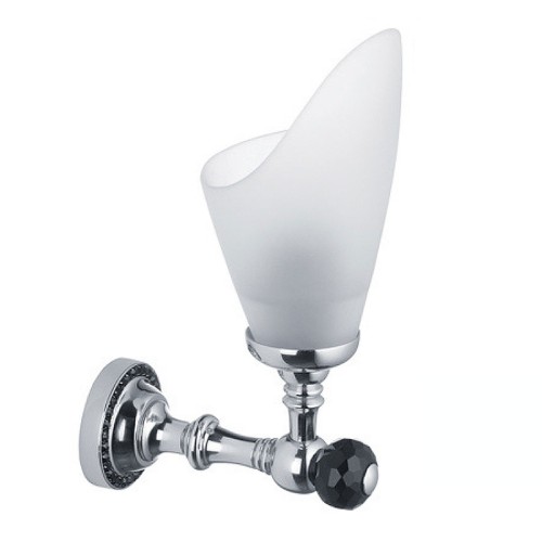 Светильник однорожковый 3502-71-520 цвет глянцевый хром, матовое стекло, черные кристаллы Swarovski, латунь