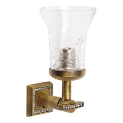 Светильник однорожковый 3502-75-013 цвет старая бронза, узорчатое стекло, кристаллы Swarovski, латунь