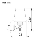 Светильник однорожковый 3502-71-520 цвет глянцевый хром, матовое стекло, черные кристаллы Swarovski, латунь