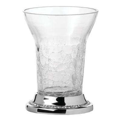 Стакан для зубных щеток 3503-75-005 цвет глянцевый хром, узорчатое стекло, кристаллы Swarovski, латунь высота 130 мм