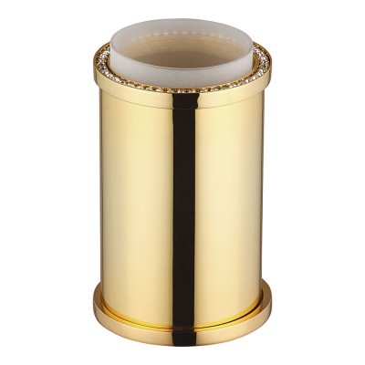 Стакан для зубных щеток 3503-78-003 цвет глянцевое золото, кристаллы Swarovski, стекло, латунь высота 130 мм 