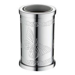 Стакан для зубных щеток 3503-8-005 цвет глянцевый хром, узор, стекло, латунь высота 130 мм 