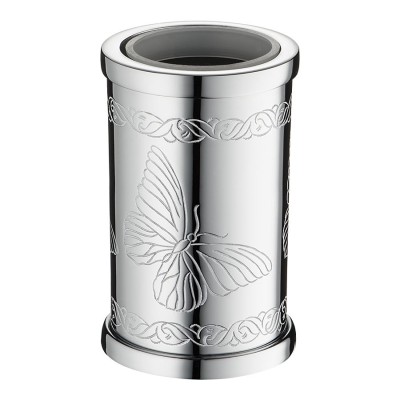 Стакан для зубных щеток 3503-8-005 цвет глянцевый хром, узор, стекло, латунь высота 130 мм 