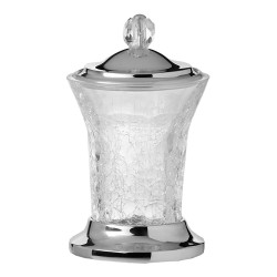 Стакан для зубных щеток с крышкой 3505-37-005 цвет глянцевый хром, узорчатое стекло, латунь высота 115 мм