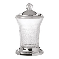 Стакан для ватных дисков 3505-75-005 цвет глянцевый хром, прозрачное стекло, кристаллы Swarovski, латунь высота 155 мм