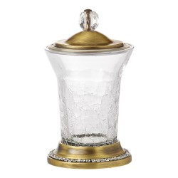 Стакан для ватных дисков 3505-75-013 цвет состаренная латунь, прозрачное стекло, кристаллы Swarovski высота 155 мм 