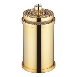 Стакан для ватных дисков 3505-78-003 цвет глянцевое золото, кристаллы Swarovski, латунь высота 160 мм