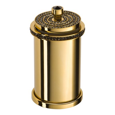 Стакан для ватных дисков 3505-78-320 цвет глянцевое золото, черные кристаллы Swarovski, латунь высота 160 мм Стакан для ватных дисков 3505-78-320 цвет глянцевое золото, черные кристаллы Swarovski, латунь высота 160 мм