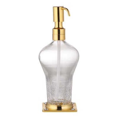 Дозатор для жидкого мыла 3507-72-003 цвет глянцевое золото, прозрачное стекло, кристаллы Swarovski, латунь высота 234 мм
