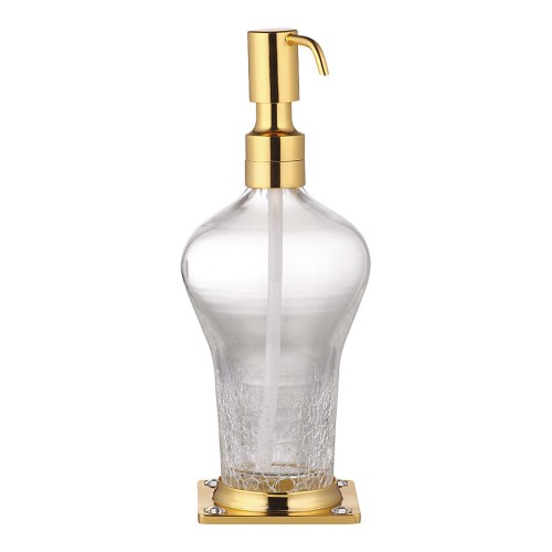 Дозатор для жидкого мыла 3507-72-003 цвет глянцевое золото, прозрачное стекло, кристаллы Swarovski, латунь высота 234 мм