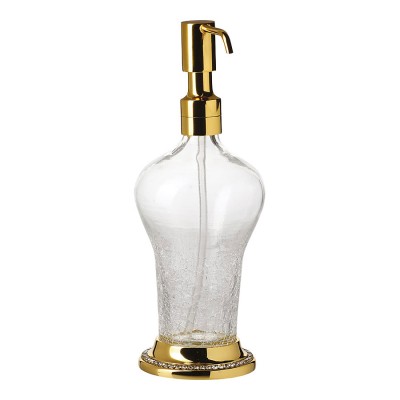 Дозатор для жидкого мыла 3507-75-003 цвет глянцевое золото, прозрачное стекло, кристаллы Swarovski, латунь высота 205 мм