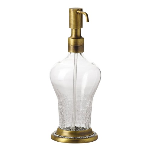 Дозатор для жидкого мыла 3507-75-013 цвет состаренная латунь, прозрачное стекло, кристаллы Swarovski высота 205 мм 