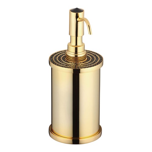 Дозатор для жидкого мыла 3507-78-320 цвет глянцевое золото, черные кристаллы Swarovski, латунь высота 205 мм