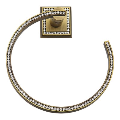 Держатель для полотенец круглый 3510-75-013 цвет состаренная латунь, кристаллы Swarovski, латунь диаметр 180 мм