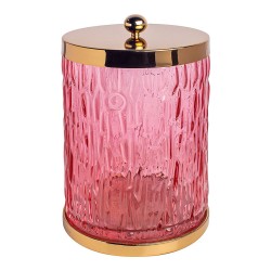 Ведро с крышкой 3512-180-318 цвет глянцевое золото, розовое стекло, латунь