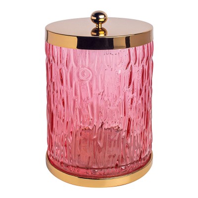 Ведро с крышкой 3512-180-318 цвет глянцевое золото, розовое стекло, латунь