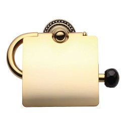 Держатель для туалетной бумаги 3514K-71-320 цвет глянцевое золото, черные кристаллы Swarovski, латунь 