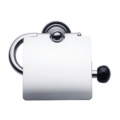 Держатель для туалетной бумаги 3514K-71-520 цвет глянцевый хром, черные кристаллы Swarovski, латунь 