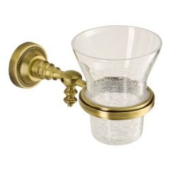 Стакан для зубных щеток настенный 3515-12-013 цвет состаренная латунь, прозрачное стекло 