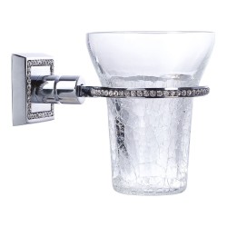 Стакан для зубных щеток настенный 3515-75-005 цвет глянцевый хром, узорчатое стекло, кристаллы Swarovski, латунь высота 108 мм 
