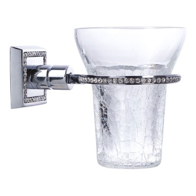 Стакан для зубных щеток настенный 3515-75-005 цвет глянцевый хром, узорчатое стекло, кристаллы Swarovski, латунь высота 108 мм Стакан для зубных щеток настенный 3515-75-005 цвет глянцевый хром, узорчатое стекло, кристаллы Swarovski, латунь высота 108 мм