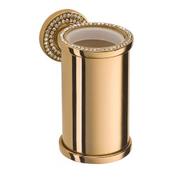 Стакан для зубных щеток настенный 3515-78-003 цвет глянцевое золото, матовое стекло, кристаллы Swarovski, латунь высота 108 мм