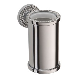 Стакан для зубных щеток настенный 3515-78-005 цвет глянцевый хром, матовое стекло, кристаллы Swarovski, латунь высота 108 мм