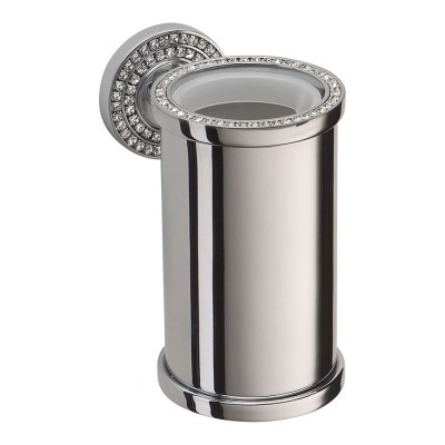 Стакан для зубных щеток настенный 3515-78-005 цвет глянцевый хром, матовое стекло, кристаллы Swarovski, латунь высота 108 мм Стакан для зубных щеток настенный 3515-78-005 цвет глянцевый хром, матовое стекло, кристаллы Swarovski, латунь высота 108 мм