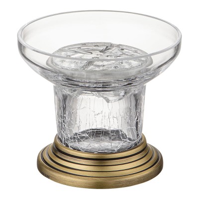 Держатель для мыла 3516-12-013 цвет состаренная латунь, прозрачное стекло, диаметр 120 мм