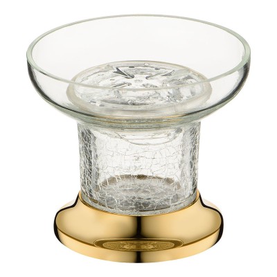 Держатель для мыла 3516-37-003 цвет глянцевое золото, прозрачное стекло, латунь, диаметр 120 мм