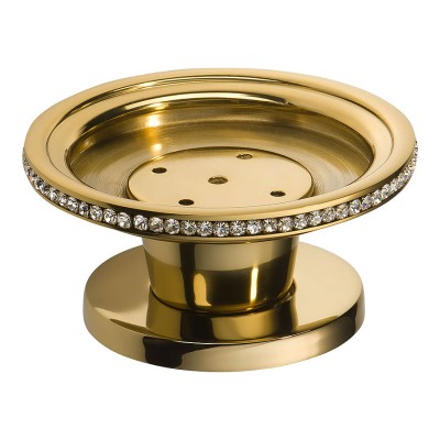 Держатель для мыла 3516-78-003 цвет глянцевое золото, кристаллы Swarovski, латунь диаметр 120 мм 