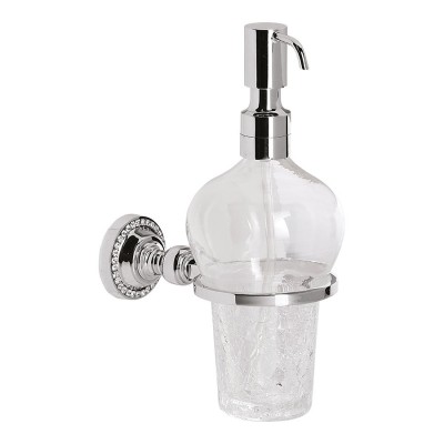 Дозатор для жидкого мыла настенный 3517-71-005 цвет глянцевый хром, стекло, кристаллы Swarovski, латунь высота 234 мм