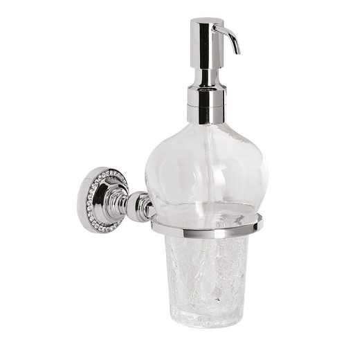 Дозатор для жидкого мыла настенный 3517-71-005 цвет глянцевый хром, стекло, кристаллы Swarovski, латунь высота 234 мм