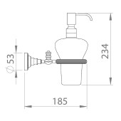 Дозатор для жидкого мыла настенный 3517-71-520 цвет глянцевый хром, стекло, черные кристаллы Swarovski, латунь высота 234 мм