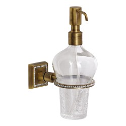 Дозатор для жидкого мыла настенный 3517-75-013 цвет состаренная латунь, стекло, кристаллы Swarovski, латунь высота 234 мм 