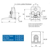 Петли для стеклянной двери SQUARE 15.06.210-0 цвет глянцевый хром длина 40 мм, комплект 2 штуки верх низ