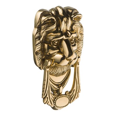 Дверной молоток Лев 00272 глянцевая латунь длина 170 мм