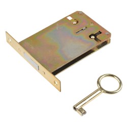 Замок мебельный врезной 01906 стальной корпус, цвет золото