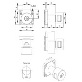 Замок накладной мебельный 14.00.105-0 цвет никель, ключ MIC850 