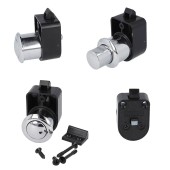 Замок мебельный с кнопкой 14.03.055-0 цвет черный, глянцевый хром