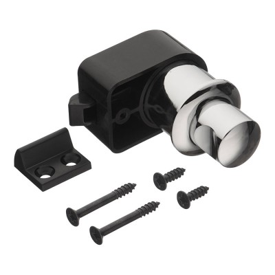 Замок мебельный с кнопкой 14.03.055-0 цвет черный, глянцевый хром