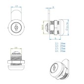 Замок врезной мебельный 14.04.503-5 толщина фасада 16-22 мм