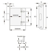 Замок мебельный врезной 14.06.030-0 стальной корпус