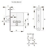 Замок мебельный врезной 14.06.064-0 стальной корпус