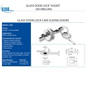 Замок для стеклянных раздвижных дверей 14.09.315 цвет никель, ключ C409 
