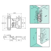 Петля широкого раскрытия мебельная 15.04.100-0 цвет никель длина 66 мм